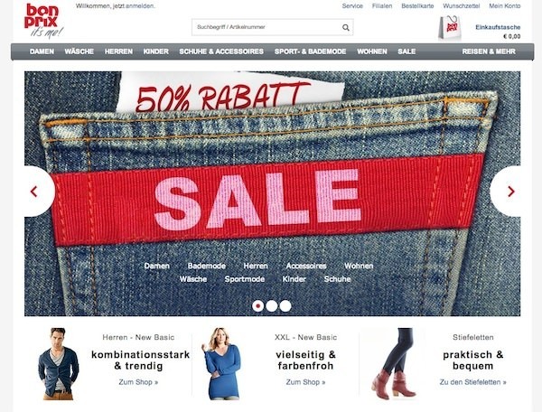 Bonprix Online Shop Startseite