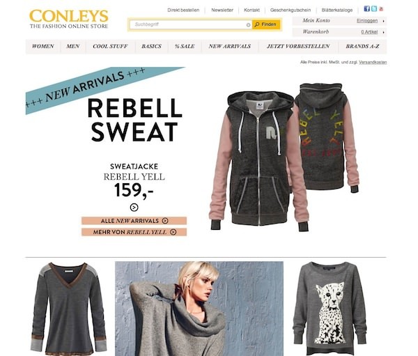 CONLEYS Online Shop Startseite