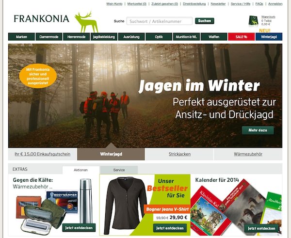 Frankonia Online Shop Startseite