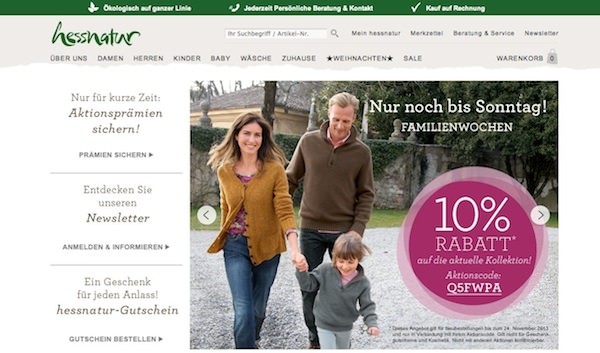 Hessnatur Online Shop Startseite