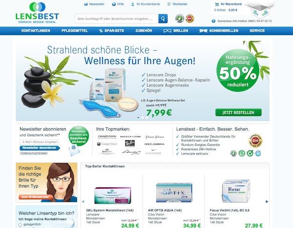 Lensbest Online Shop Startseite