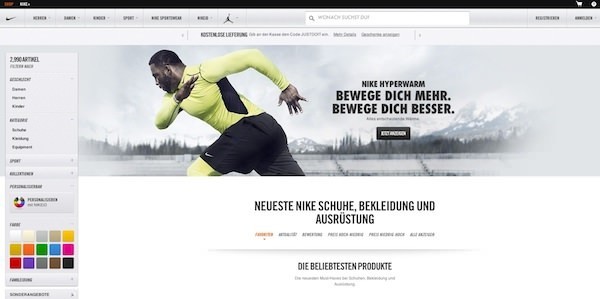 Nike Online Shop Startseite