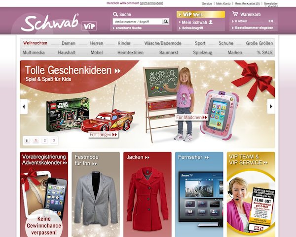Schwab Online Shop Startseite