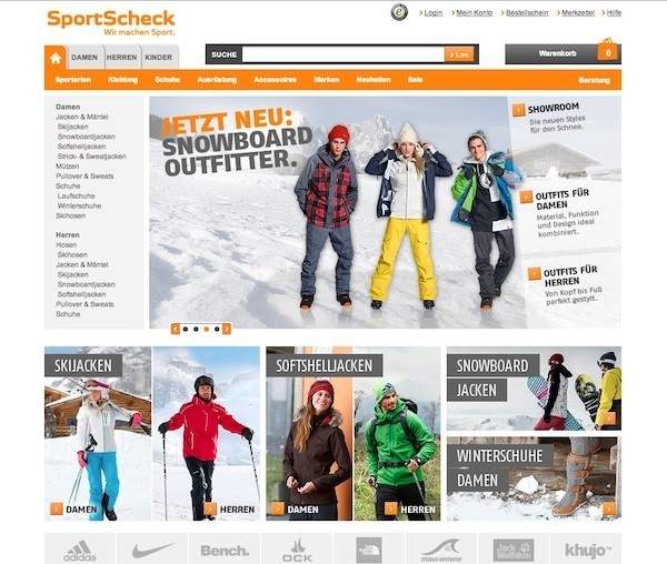 SportScheck Online Shop Startseite