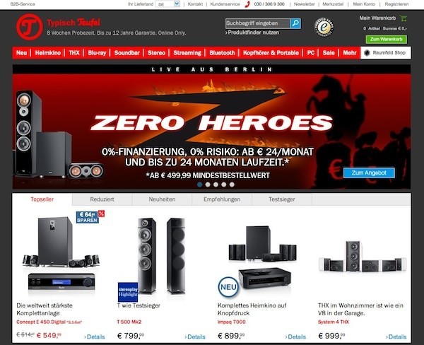 Teufel Online Shop Startseite