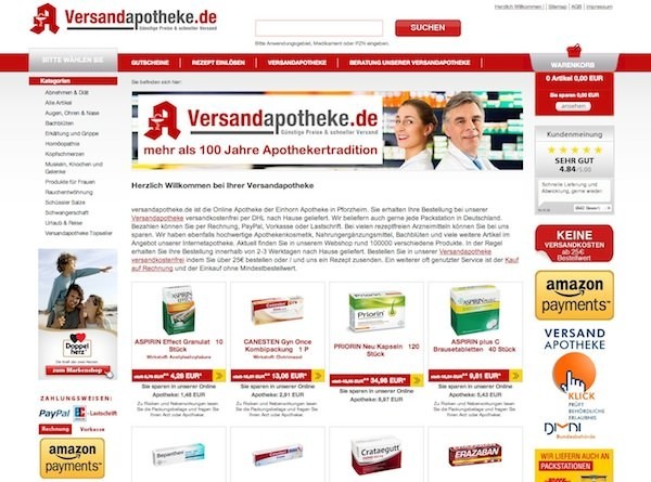 Versandapotheke Online Shop Startseite