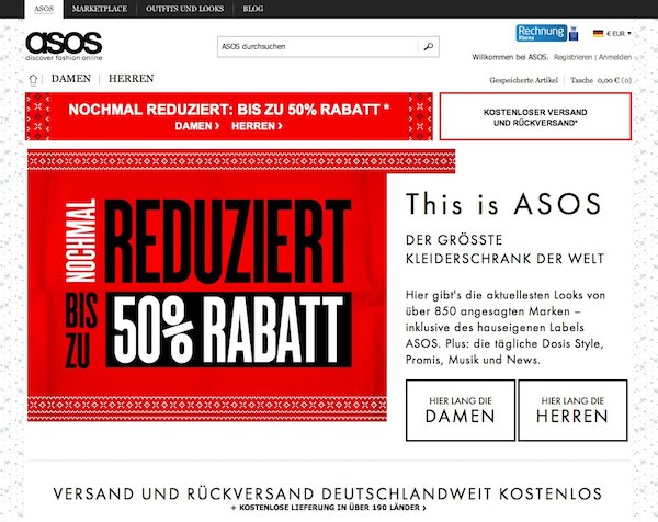 asos Online Shop Startseite