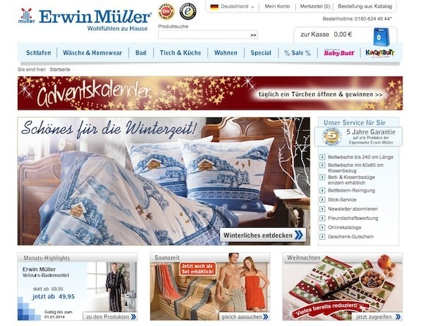 Erwin Müller Online Shop Startseite