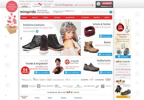 Mirapodo Online Shop Startseite
