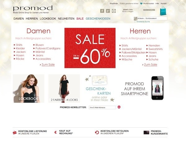 promod Online Shop Startseite