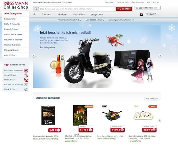 Rossmann Online Shop Startseite